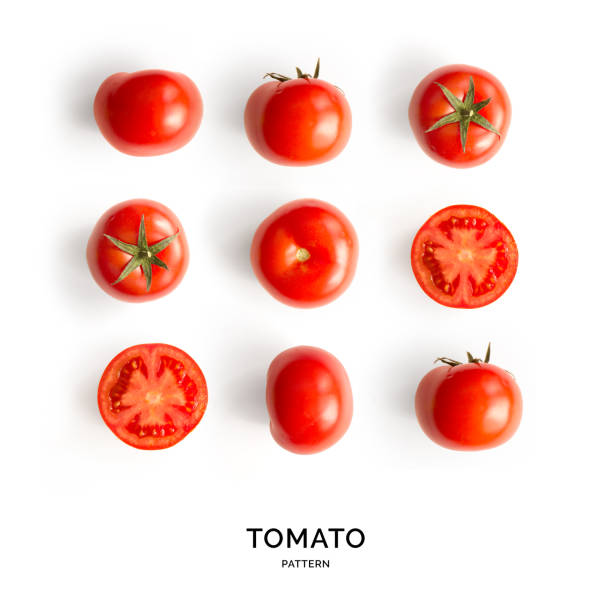 nahtloses muster mit tomaten. abstrakter hintergrund. tomate auf weißem hintergrund. - tomate stock-fotos und bilder