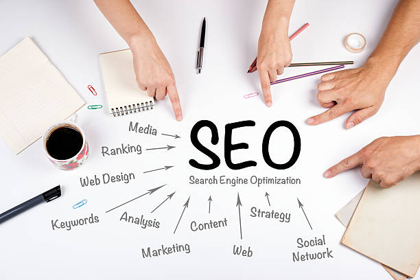 SEO Search Engine Optimization concept SEO Search Engine Optimization concept. The meeting at the white office table seo stock pictures, royalty-free photos & images