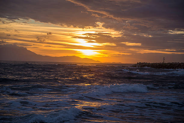 Seashore sunsets colors scenery stock photo