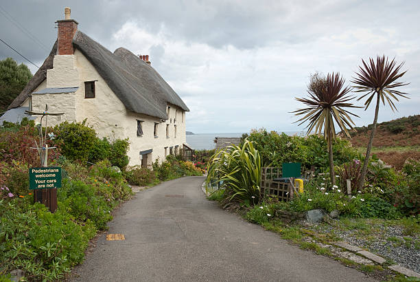 Seaside cottage in Cornwall UK stock photo