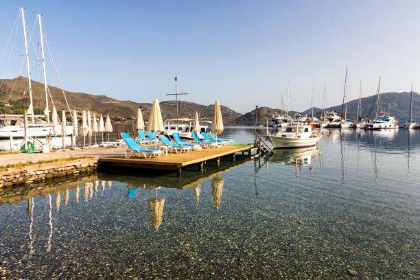 Seaside of Selimiye village bay as a beautiful holiday location stock photo