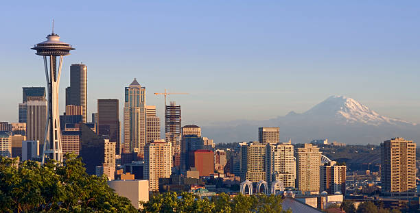 Seattle and the Mountain stock photo