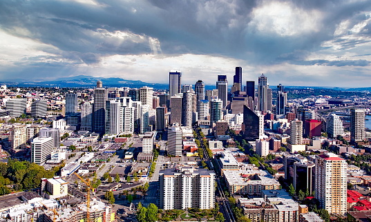 Aerial view of the Seattle cityscape, Seattle, Washington, USA