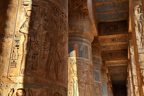 Second Courtyard Portico, Medinet Habu, Theban Necropolis, Luxor, Egypt stock photo