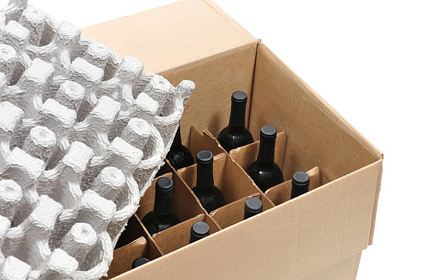 Secure Shipping of Wine Bottles stock photo
