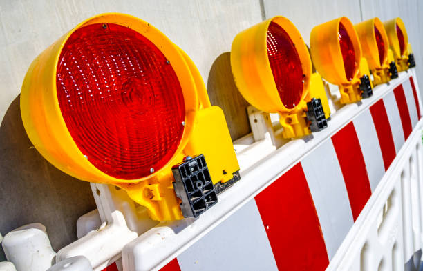 security barrier at a construction site stock photo