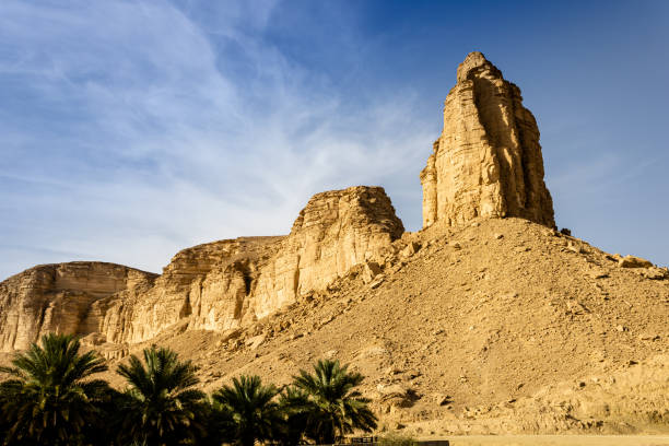 Sedimentary rock formations of Jabal Tuwaiq in Almufaiger stock photo