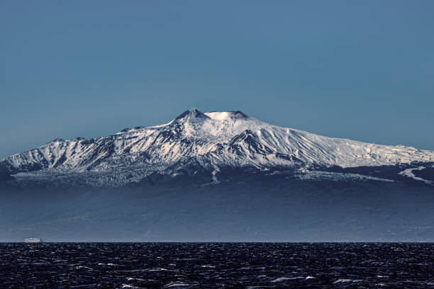ETNA seen from the sea stock photo