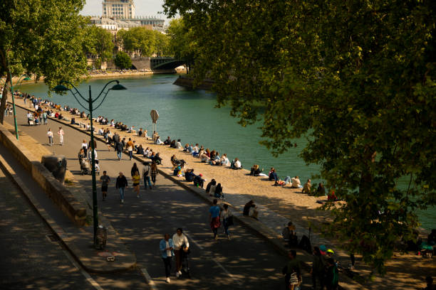 Seine in Paris beautiful landscape stock photo