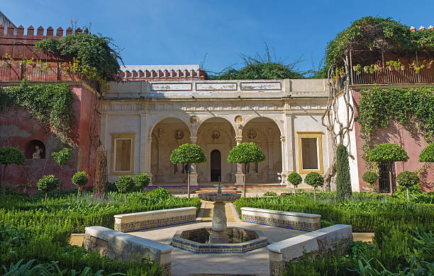 Seivlle - The facade and gardens of Casa de Pilatos. stock photo