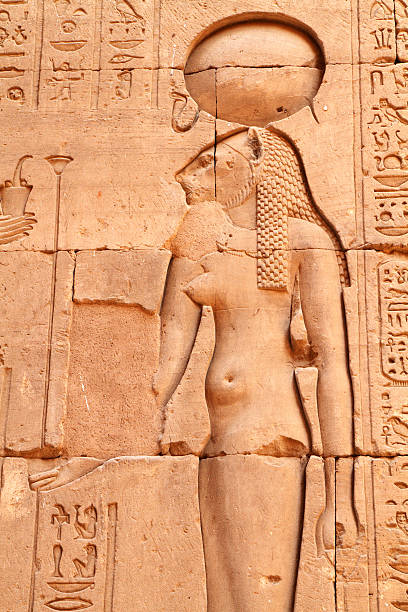 Sekhmet Wall Relief,  Temple of Horus, Edfu, Egypt stock photo