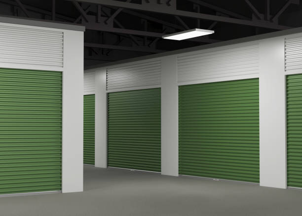 Self storage 3d rendering self, storage, facility, 3d rendering, green storage compartment stock pictures, royalty-free photos & images