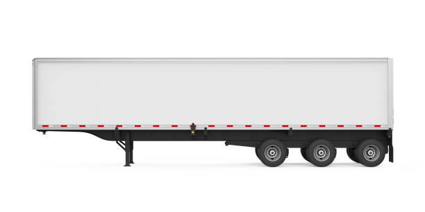 Semi-Trailer Container Isolated Semi-Trailer Container isolated on white background. 3D render semi truck side view stock pictures, royalty-free photos & images