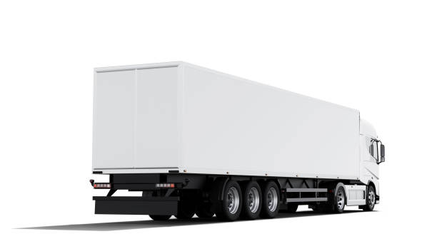 semi-truck with trailer white semi-truck with trailer, rear view, truck of my own generic design, 3d render semi truck back stock pictures, royalty-free photos & images