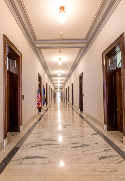 U.S. Senate Russell Office Building Hallway in Washington, DC - 4k/UHD stock photo