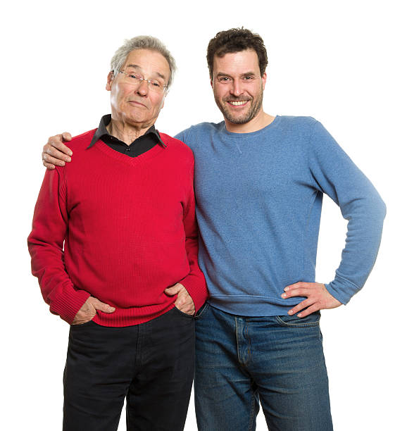 Senior and mature adult, two generations portrait stock photo