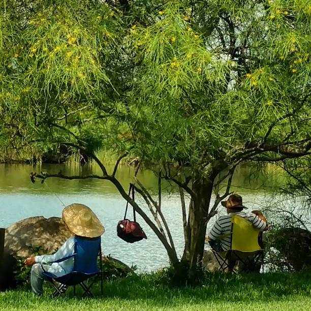Senior Couple Fishing on the Bayou stock photo