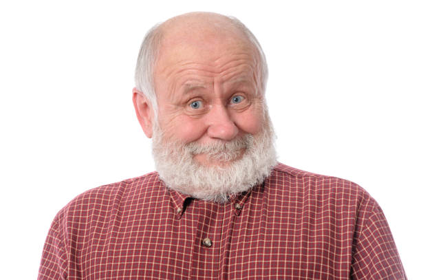 senior-man-shows-surprised-smile-facial-expression-isolated-on-white-picture-id644134878