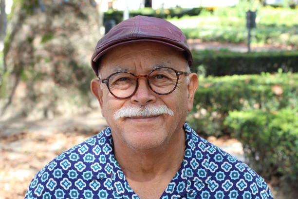 Senior man with a mustache stock photo