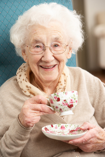 Senior Woman Enjoying Cup Of Tea At Home Stock Photo - Download Image ...