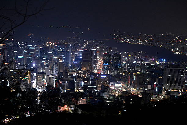 Seoul by night, South Korea stock photo