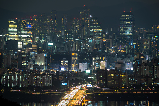 Seoul night cityscape view, South Korea travel on 12 August 2022