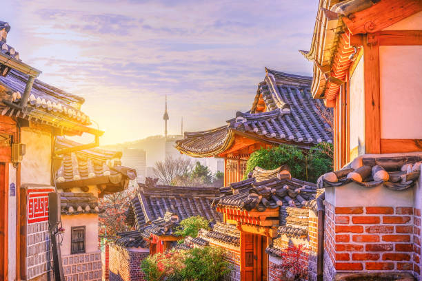 seoul, sydkorea skyline - sydkorea bildbanksfoton och bilder