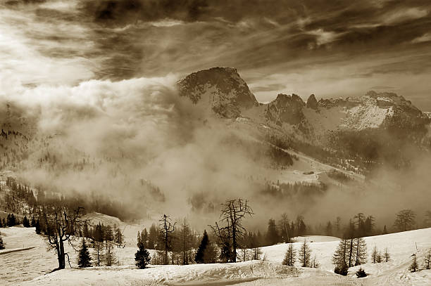 Sepia Landscape Image of Alps stock photo
