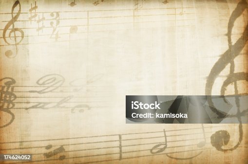 istock Sepia tones background with musical staves border 174624052