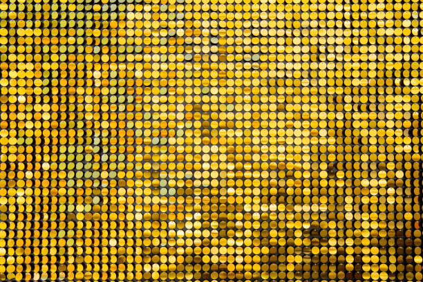 Sequins reflective background. golden Sequins wall, Sparkling stock photo