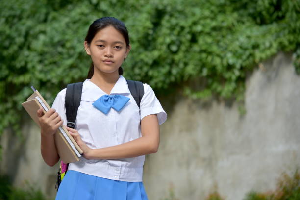 Serious Beautiful Filipina Student Teenager School Girl A person in an outdoor setting philippines girl stock pictures, royalty-free photos & images