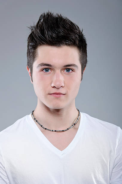 Best Silhouette Of A Men With Black Hair And Blue Eyes Stock