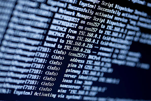 server configuration command lines on a monitor stock photo
