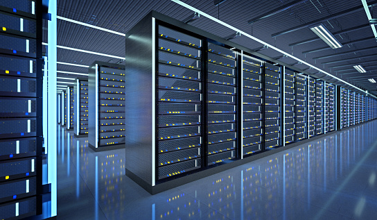 View of a Server room data center - 3d rendering