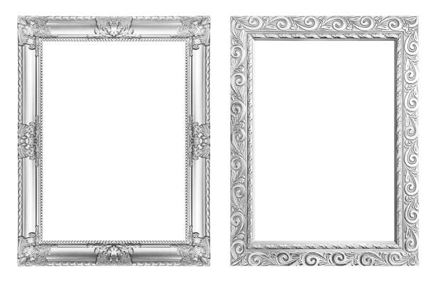 Set 2 - Antique silver frame isolated on white background, clipping path Set 2 - Antique silver frame isolated on white background, clipping path. silver colored photos stock pictures, royalty-free photos & images