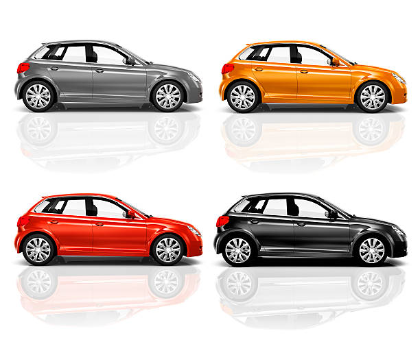 Set of 3D Hatchback Car Set of 3D Hatchback Car. hatchback stock pictures, royalty-free photos & images
