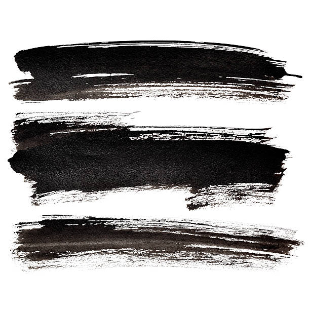 Set of black brush strokes Set of long black brush strokes  - raster illustration wide stock pictures, royalty-free photos & images