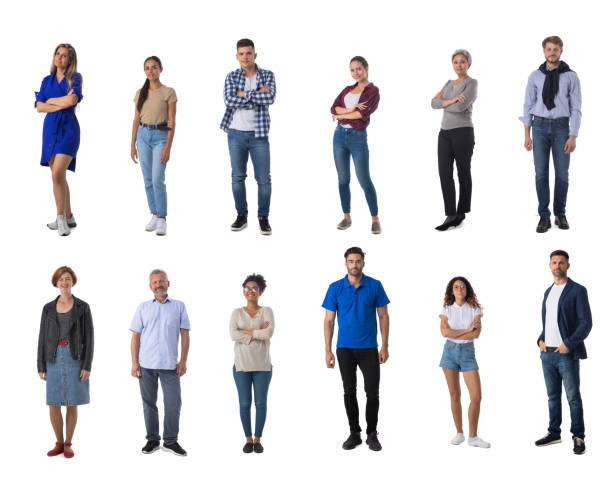 Set of casual people on white stock photo