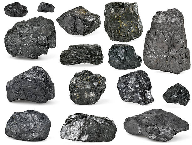 Set of coals isolated on white stock photo