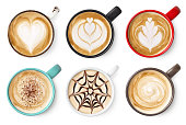 istock Set of coffee latte or cappuccino foam art 1169132256