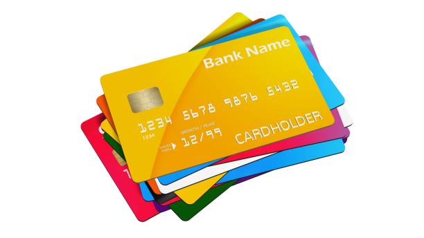 Set of  Credit Cards isolated on white background Set of  Credit Cards isolated on white background pile of credit cards stock pictures, royalty-free photos & images