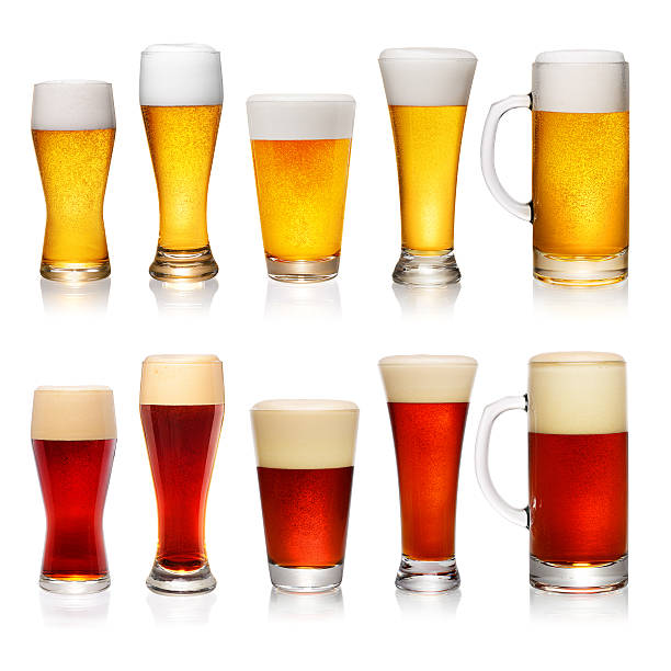 Set of different glasses of beer stock photo
