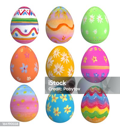 istock Set Of Hand Painted Easter Eggs 164190558