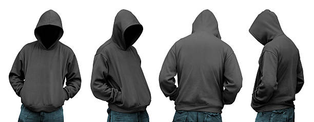 Set of man in hoodie Set of man in hoodie isolated over white background hooded shirt stock pictures, royalty-free photos & images