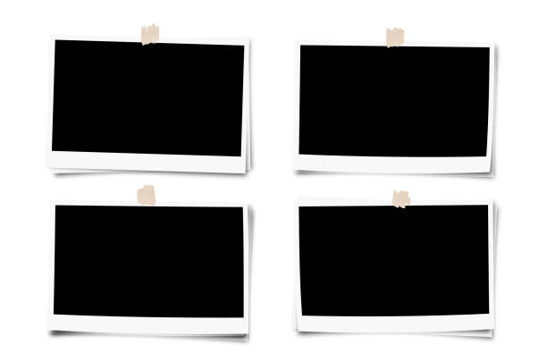 Set of photo frame with tape, isolated on white background Set of photo frame with tape, isolated on white background template photos stock pictures, royalty-free photos & images