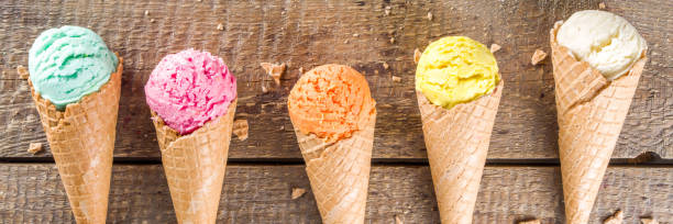 set mit verschiedenen eiscreme - ice cream fancy stock-fotos und bilder