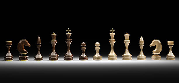 Set of wooden chess isolated 3d render stock photo