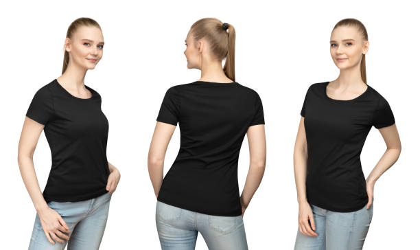 Download Blank Black T Shirt Front And Back Side View Design Mockup ...