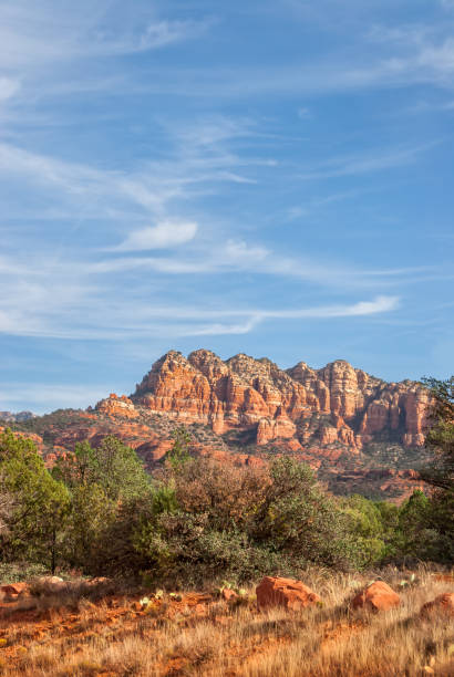 Seven Warrors Seven Warriors is a long ridge with seven prominent peaks.  This view of Seven Warriors was photographed from the Turkey Creek Trail in the Coconino National Forest near the Village of Oak Creek, Arizona, USA. jeff goulden stock pictures, royalty-free photos & images