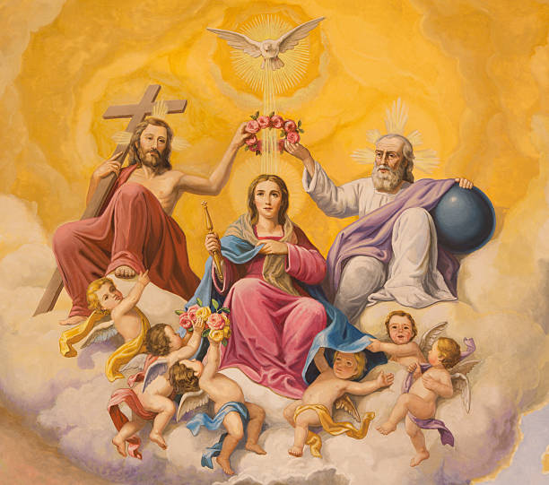 Seville - Coronation of Virgin Mary fresco stock photo